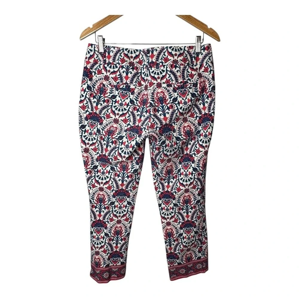 Ann Taylor LOFT Marisa Pants Womens 4 Multicolor Paisley Ankle Crop Stretch Boho